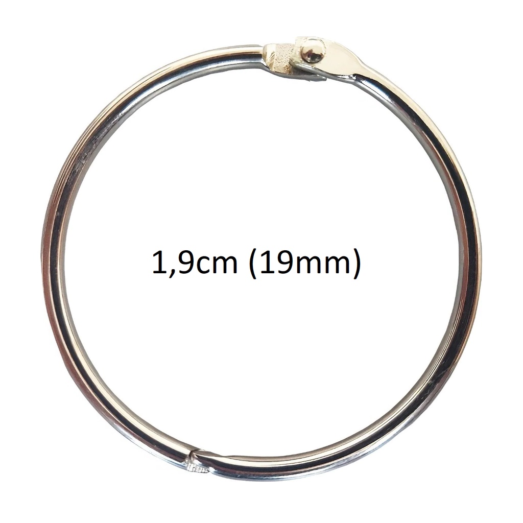 Pacote Com 60 Argolas Articulada Em Meta 1,9cm (19mm) para Encadernação/ Scrapbook/ Álbuns/ Cadernos/ Fichários/ Blocos de Notas