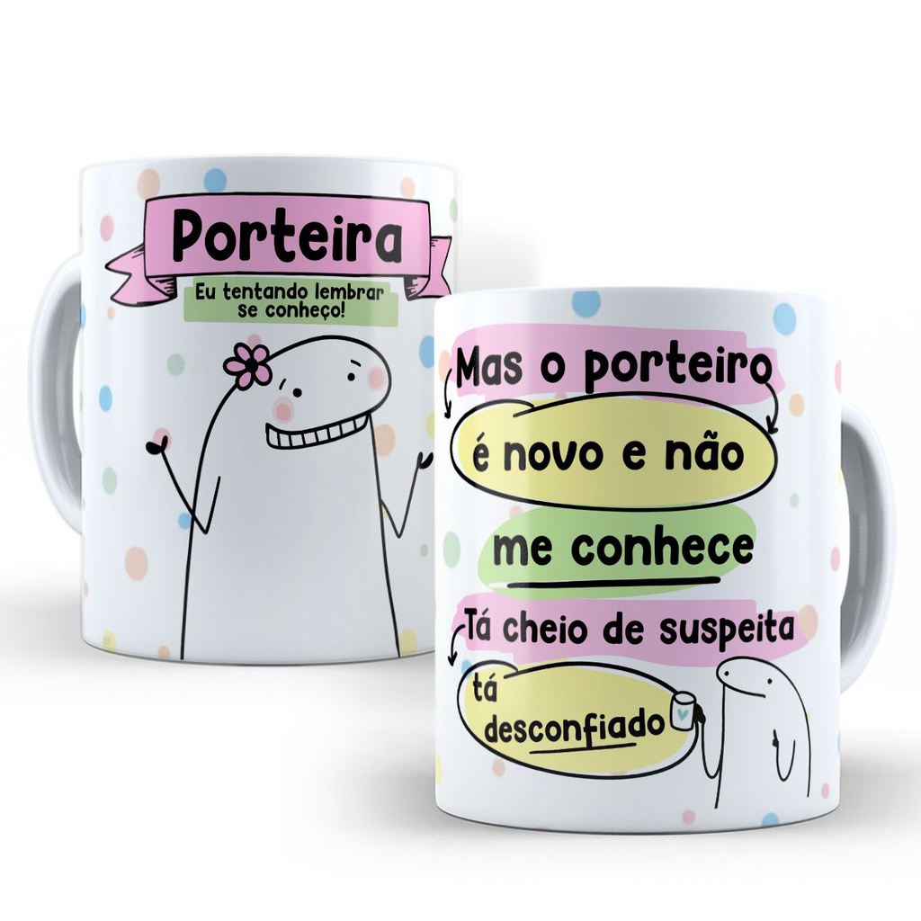 Caneca Porteira Profissões Flork Meme Engraçada Divertida Personalizada 325ml