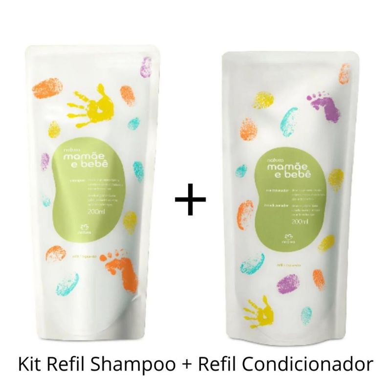 KIT REFIL DE SHAMPOO E CONDIONADOR MAMÃE E BEBÊ NATURA