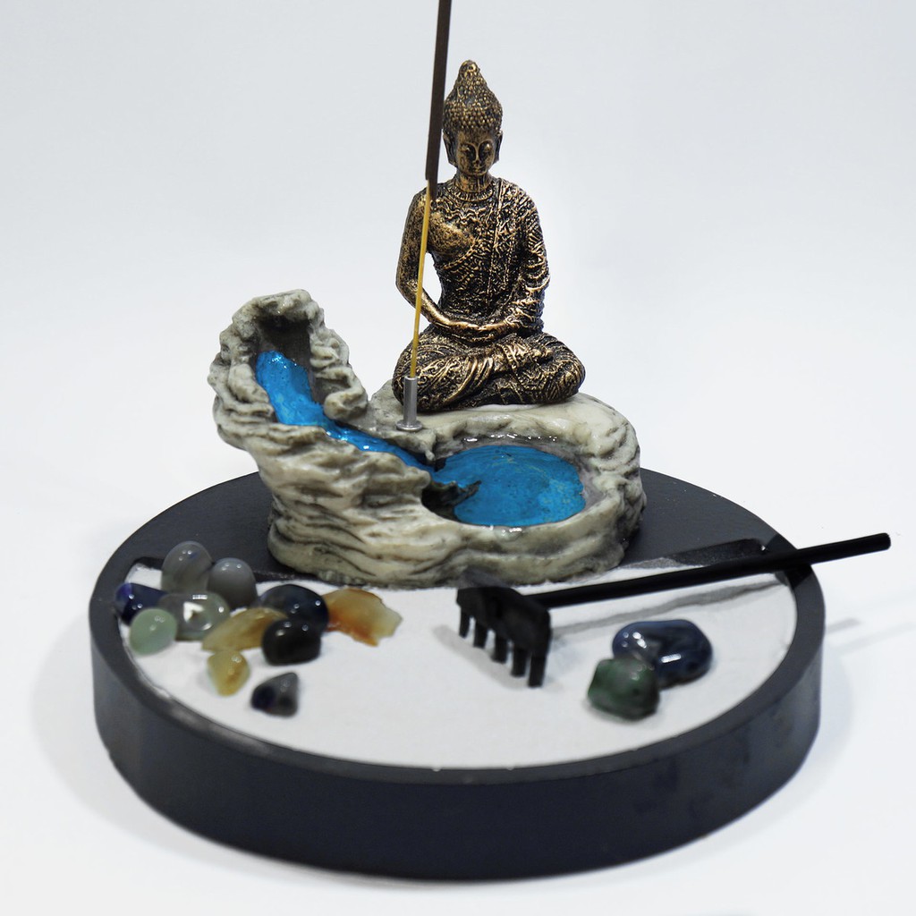 Jardim Zen Incensário Vareta Buda Hindu + 8 Incensos Premium