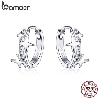 Bamoer Brinco Pequeno De Argola De Prata Esterlina 925/Brincos Pequenos Para Meninas/Bijuteria BSE076