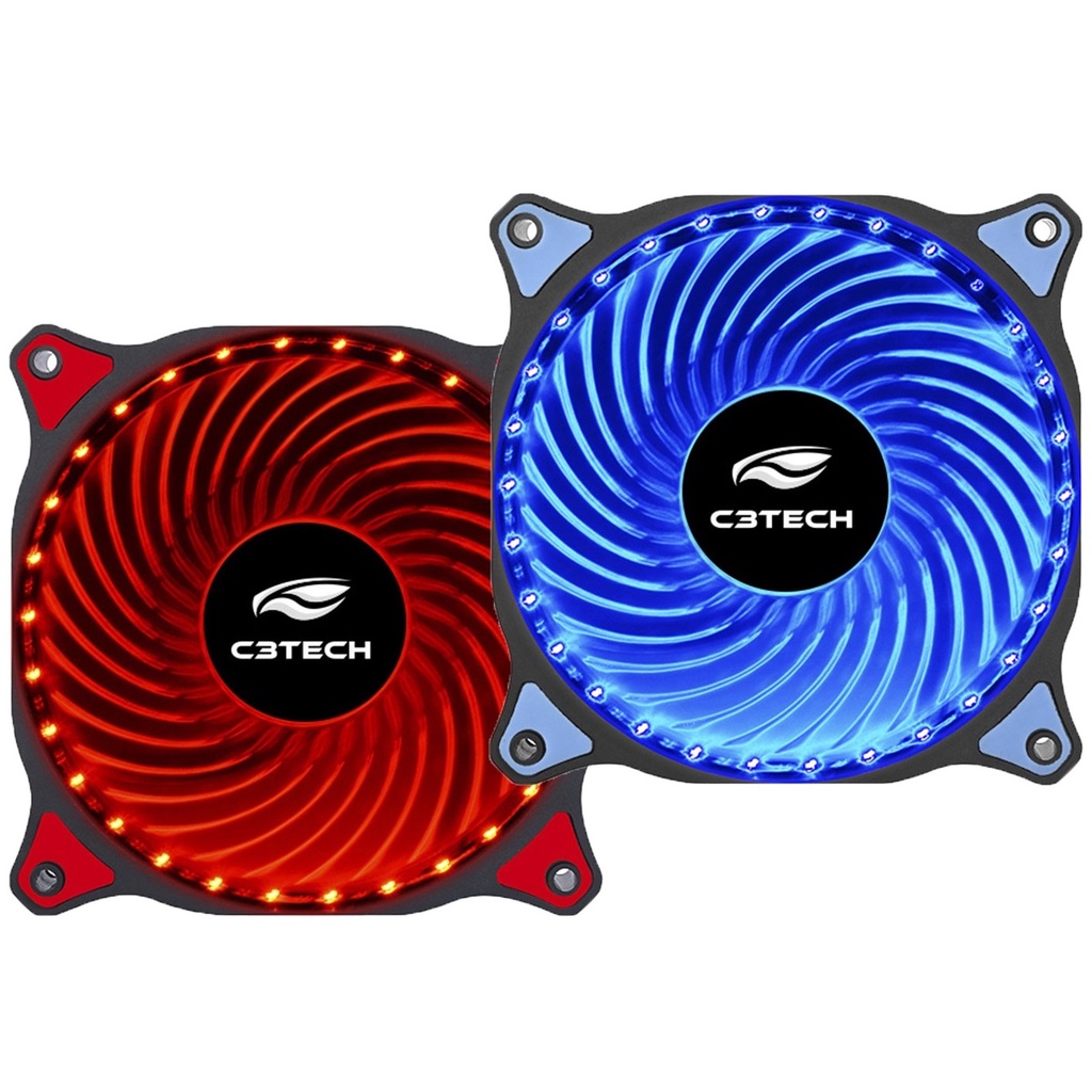 Cooler Fan ventoinha 120mm PC Gamer 3 Pinos + Molex 4 Pinos Led Luz