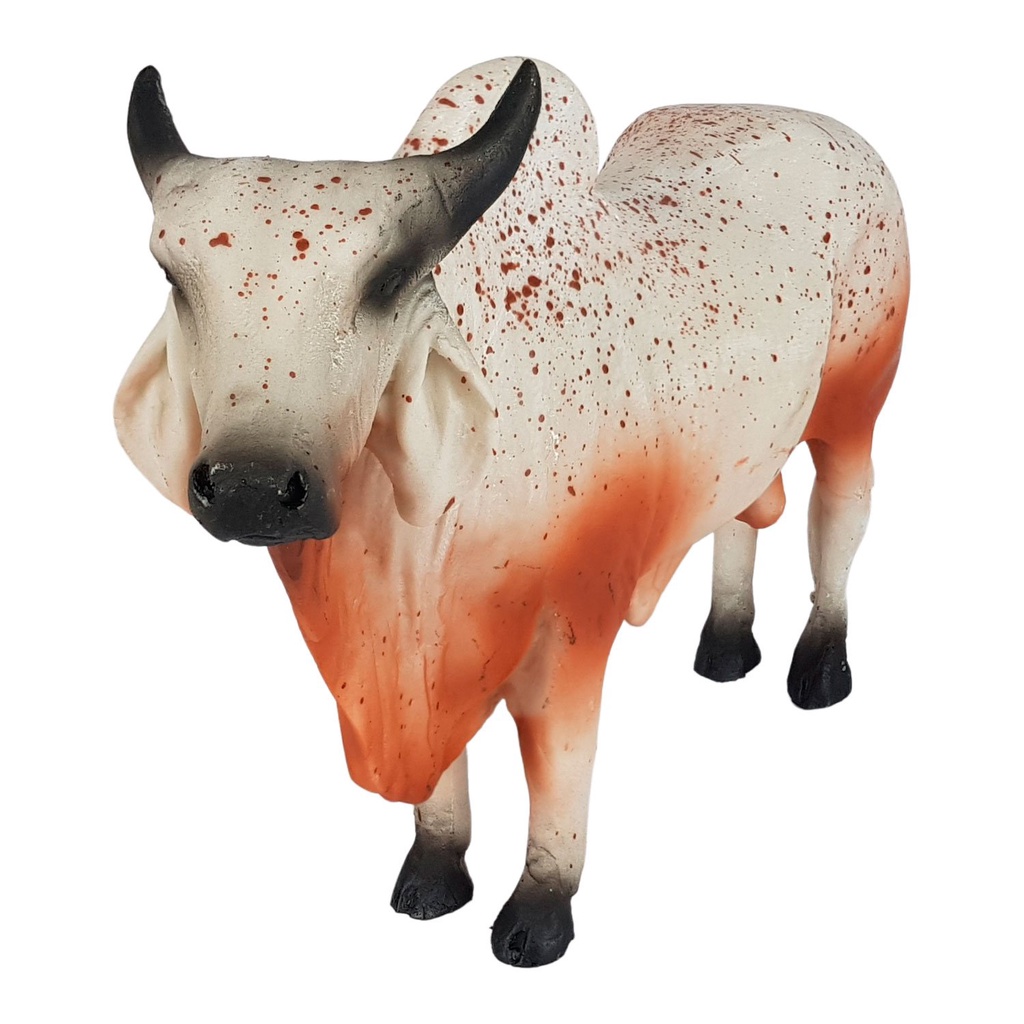 Boi Estatueta Em Resina Para Decoração Touro 20 Cm Nelore Grande Moiro C/ Chifre