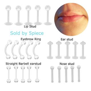 5pç Anel Flexível Bioplast De Nariz / Lábio / Pino Flexível Para Sobrancelha / Anel De Umbigo / Helix / Daith / Rook