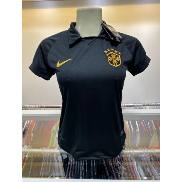 To construct Vulgarity bind Camisa Brasil Preta Gola Polo Feminina Seleção Brasileira | Shopee Brasil