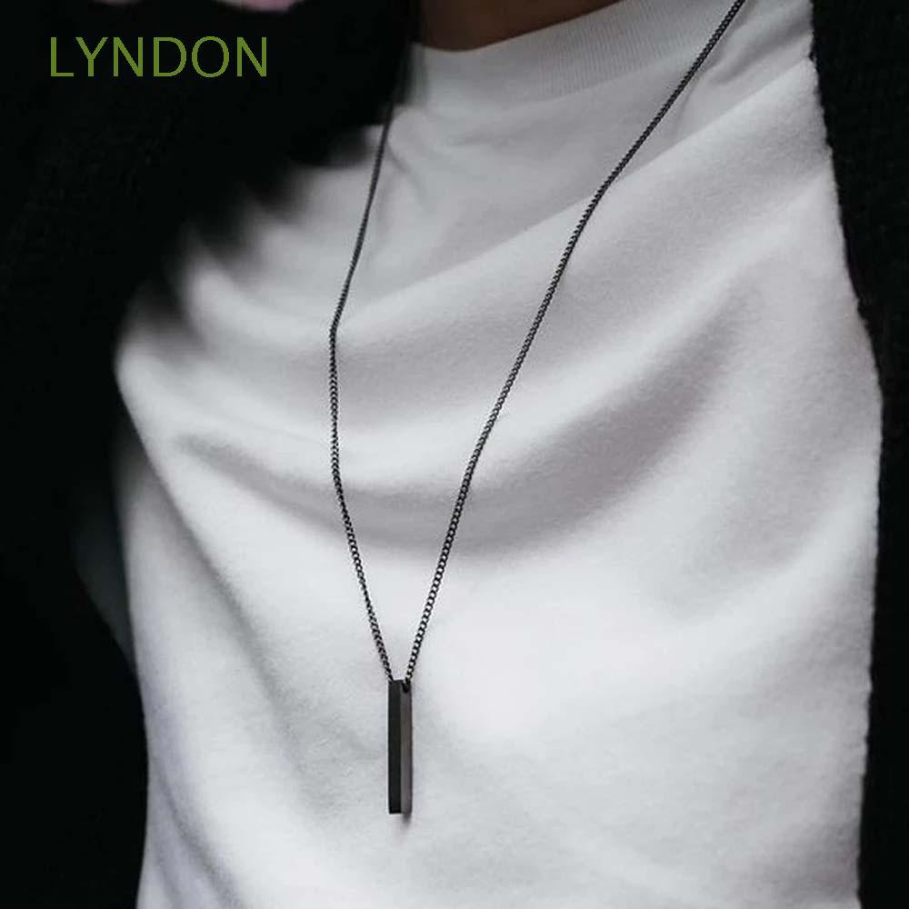 Lyndon Colar Masculino Retangular De Aço Inoxidável De Hip Hop De Prata Preto / Multicolorido