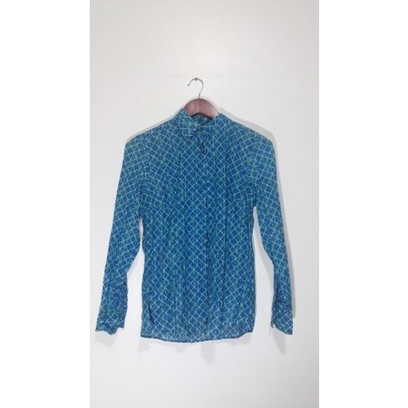 Camisa social estampada Dudalina azul 40