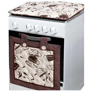 Kit para fogão 4 bocas - Cortina Forno + Capa P/ Tampa Fogão - Capuccino em Oferta na Shopee