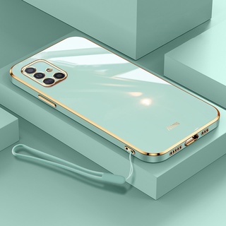 Capa De Celular Para Samsung Galaxy M51 M31 A71 A51 A31 4G A11 M11 Vem Com Lanyard Luxuoso Borda Reta 6D Protetora Câmera Galvanizada