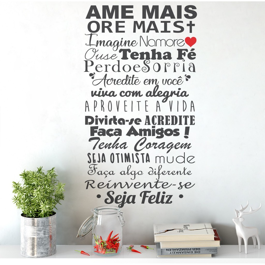 Adesivo Decorativo De Parede Frase Ame Mais Ore Mais Amigos - Home & Living