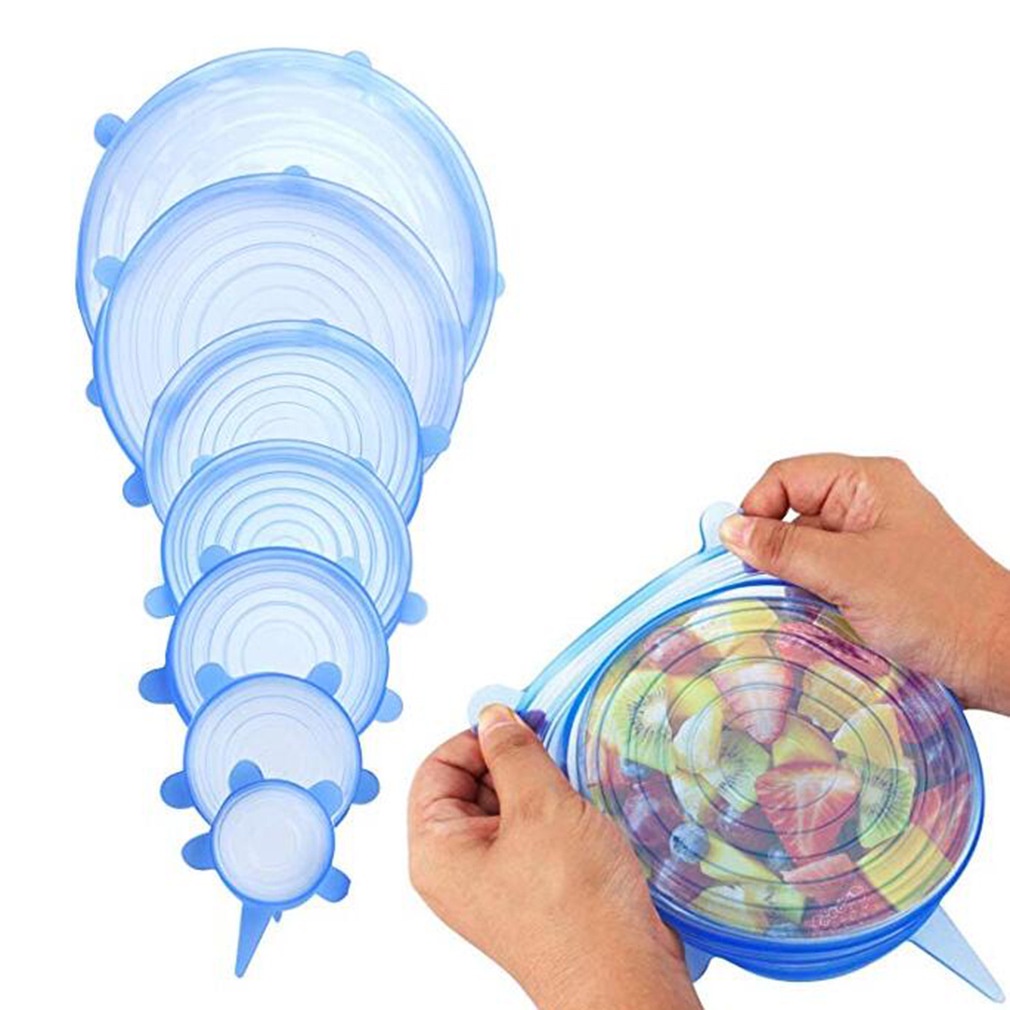 Kit 6 Tampas Panela Silicone Universal Reutilizável Elástica, Bolera Com Tampa