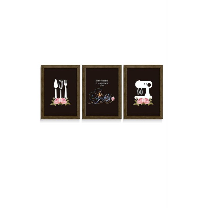 KIT 03 PEÇAS DECORATIVO COZINHA ÁREA GOURMET BARATO