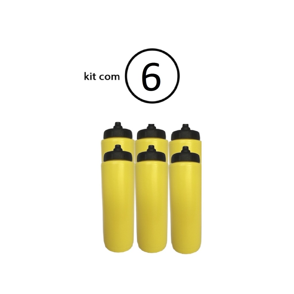 Kit 6 Squeezes Automatico Tipo Gatorade 1lt Rythmoon Amarelo com Tampa Preta