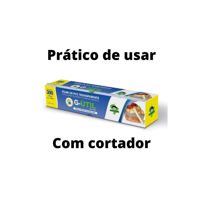 Bobina Filme de PVC Transparente 38cm x 300 metros com cortador / trilho cortante Guarufilme