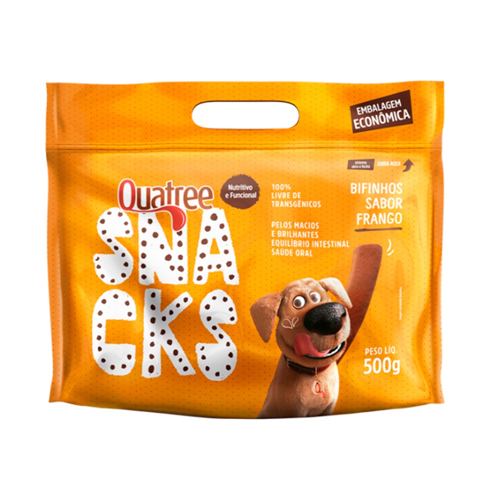 Snack Quatree Bifinho Para Cães Sabor Frango - 500g em Oferta na Shopee