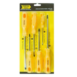 Kit Jogo De Ferramentas Chaves Fendas/Phillips Imantada 6 Pç