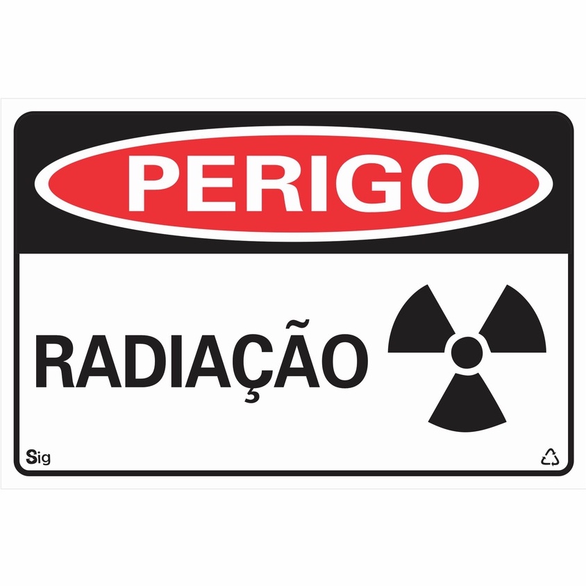 Placa de Sinalização PERIGO RADIAÇÃO 20X30