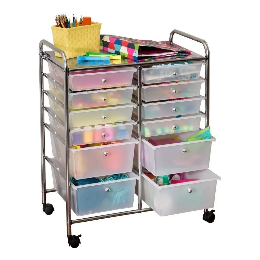 Carrinho Multiuso Organizador 12 Gavetas C/ Rodas Aço Inox Shopee
