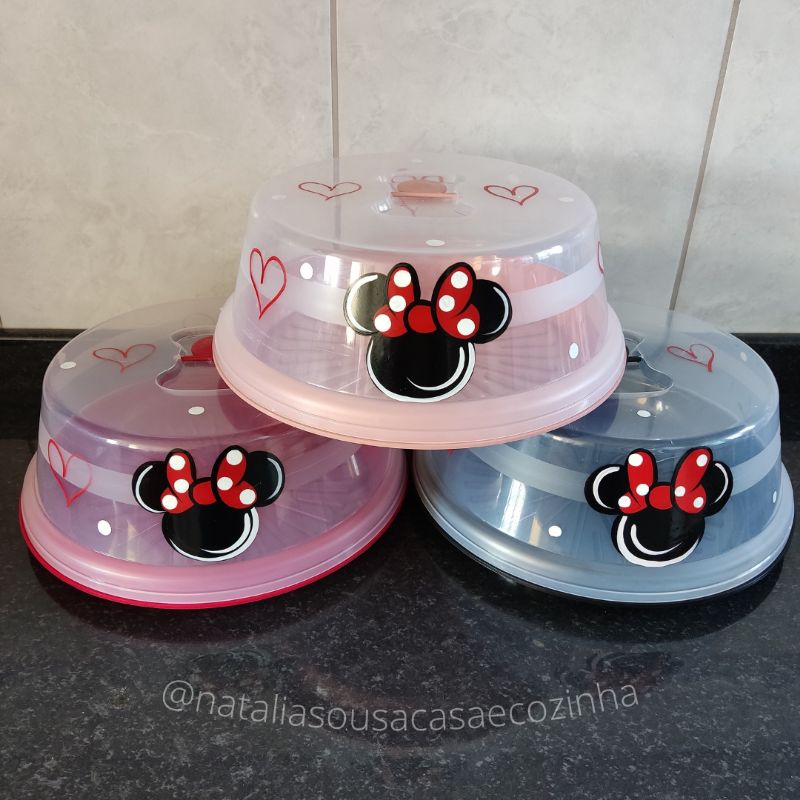 Boleira de plástico Minnie (porta bolo) | Escolha variação