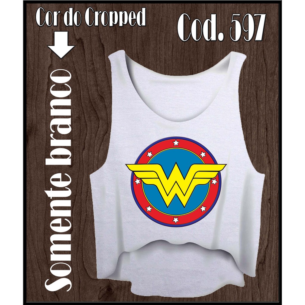 Cropped Regata Camiseta Feminina Academia Mulher Maravilha em Oferta na Shopee