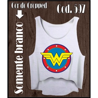 Cropped Regata Camiseta Feminina Academia Mulher Maravilha em Oferta na Shopee