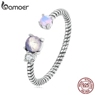 Anel Bamoer 925 Prata Pedras Preciosas Moda Joias Para Mulheres