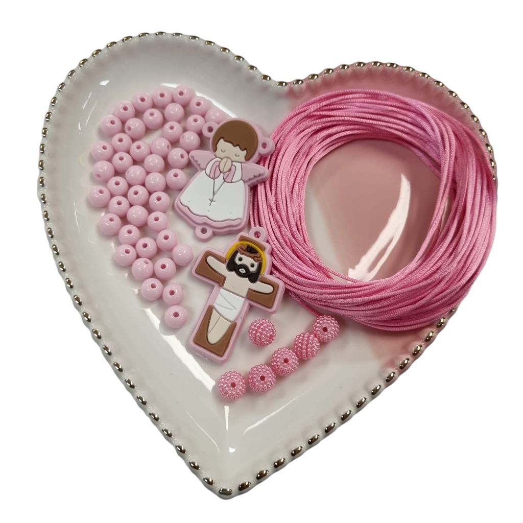 Kit para montagem de terço completo com saquinho de organza em Oferta na Shopee