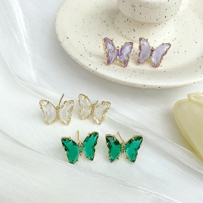 Brincos De Borboleta De Cristal Delicados Coreano em Oferta na Shopee