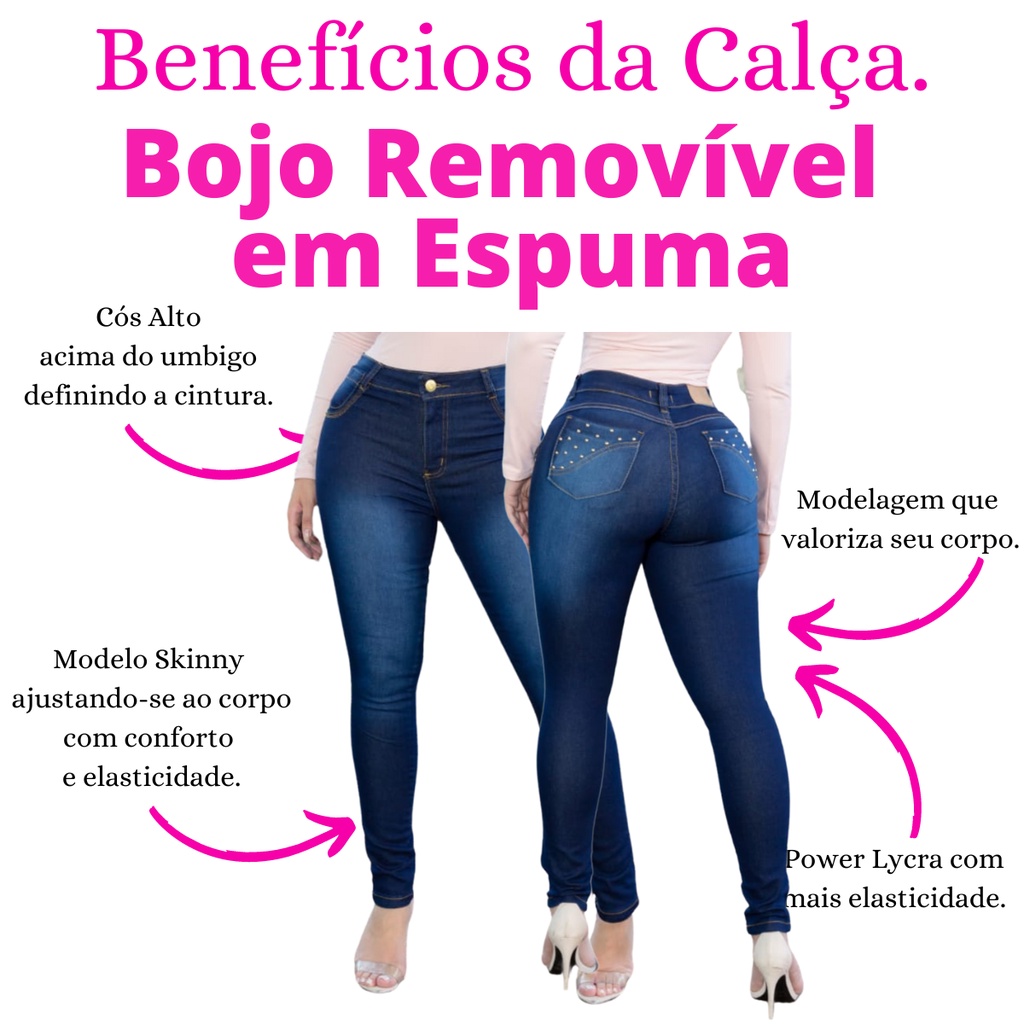Dismantle Rendition Miniature Calça Calca Jeans Cintura Alta Lycra Bojo Removível Modeladora Empina  Bumbum | Shopee Brasil