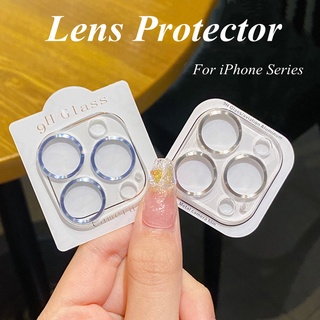 Protetor De Lente De Câmera Para iPhone 15 Pro Max 14 11 12 13 15 14 Plus 13 12 Mini Anel Metálico Filme Vidro Temperado De Cobertura Total