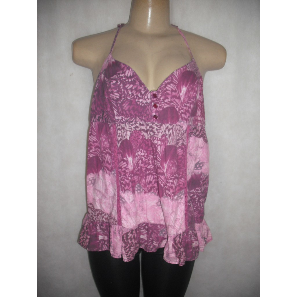 BLUSA ROXA ESTAMPADA HERING TAM M USADO BOM ESTADO CODF