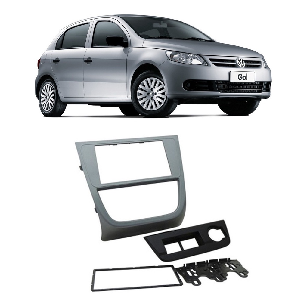Moldura 2 Din Vw Gol G5/Saveiro/Voyage Grafite