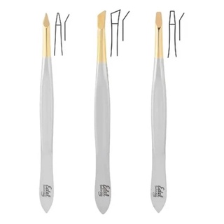 Kit 3 Pinças 9cm Ponta Ouro Edel Solingen - Fina + Chanfrada + Reta Estreita