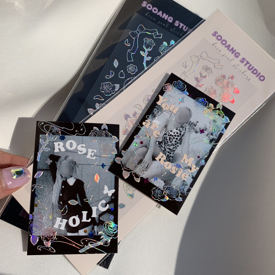 SOOANG STUDIO] Rosebomb/Holographic/Transparent Korean stickers | Shopee  Brasil