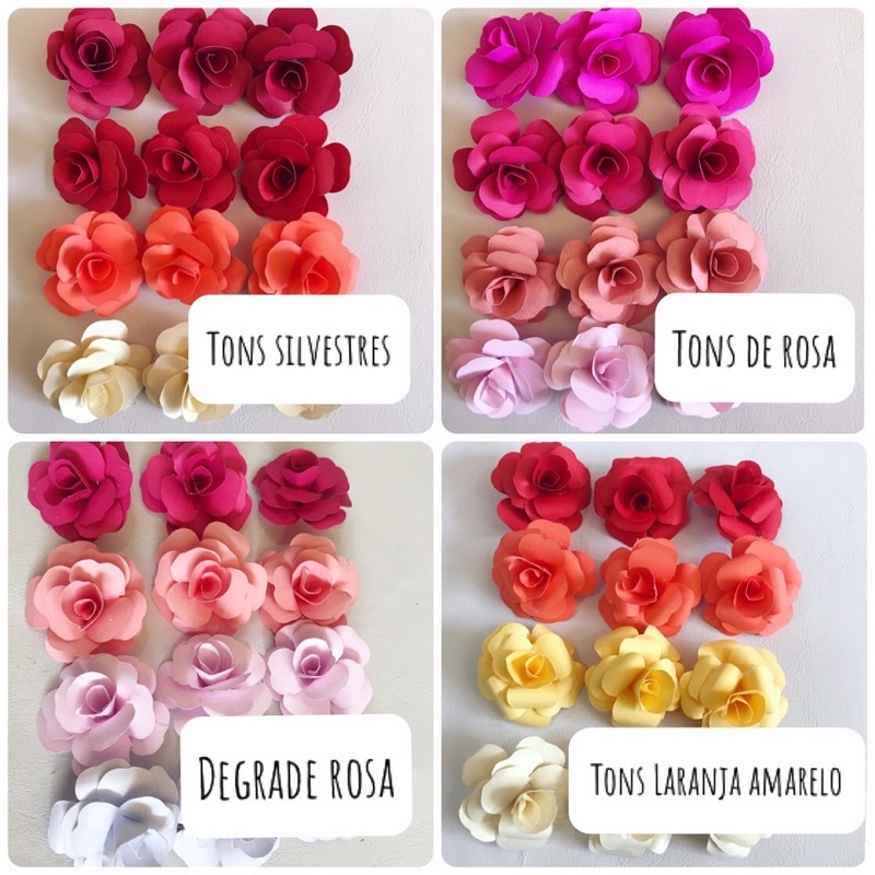 Rosas Flores de Papel Coloridas Topo topper Festa aniversario - 4,3 cm - 12  unidades | Shopee Brasil