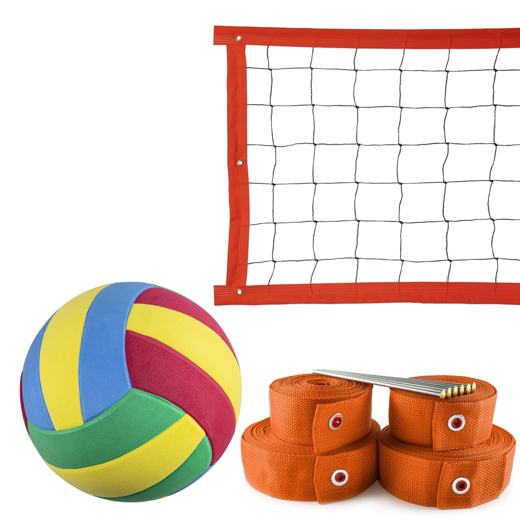 Kit Rede De Vôlei 7 Metros + Marcação Laranja + Bola - Evo Sports