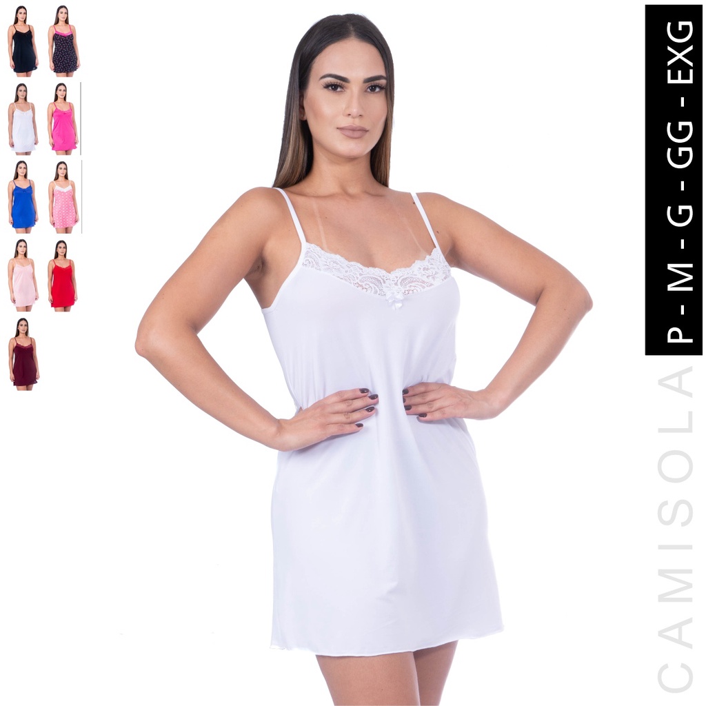 CAMISOLA COM RENDA SEXY PIJAMA FEMININO CONFORTAVEL LINDAS CAMISOLA