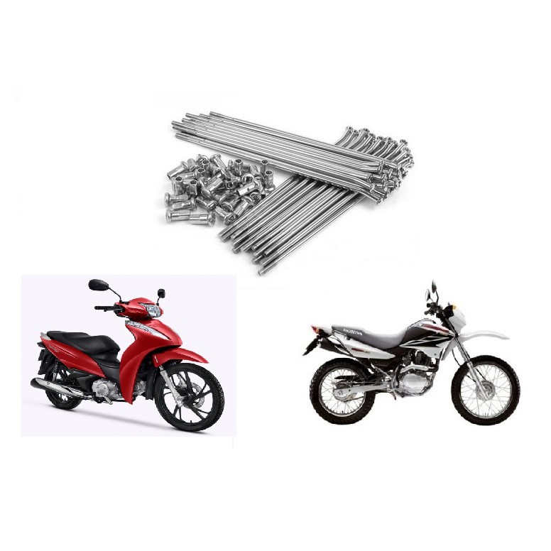 Jogo De Raio Dianteiro Honda Biz 100 / 125 / Pop 100 / 110 - Cromado 3.6mm / 4mm