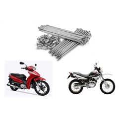 Jogo De Raio Dianteiro Traseiro Honda Biz 100/125 Pop 100/110 Cromado 2.9mm/3.6mm/4mm
