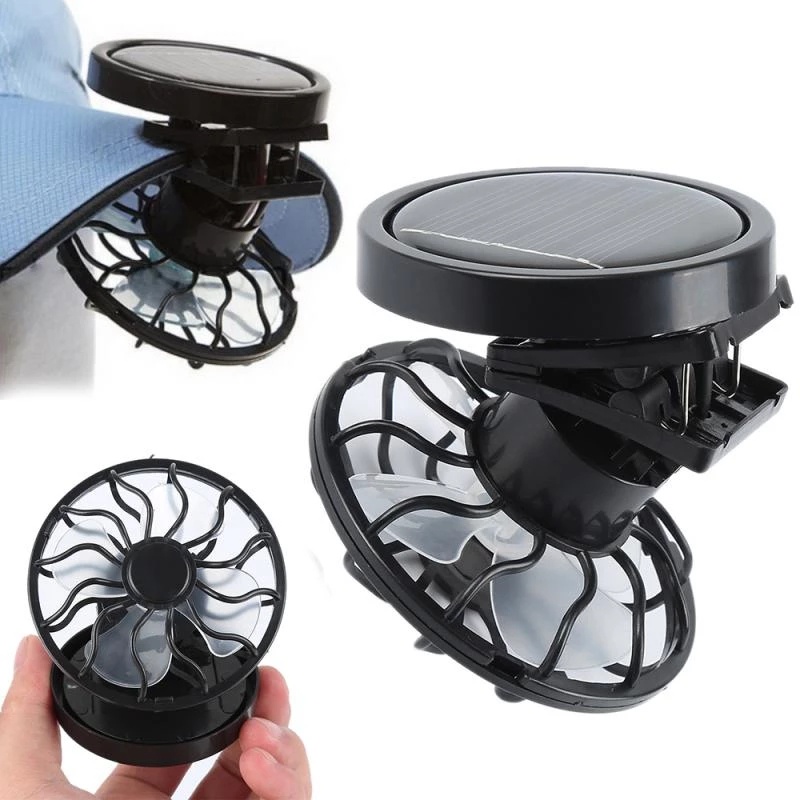 Verão Mini Ventilador Solar/Portátil De Refrigeração De Energia Mão-Held cap Chapéu Fino Fan/Viajar Pesca Clipe Fã