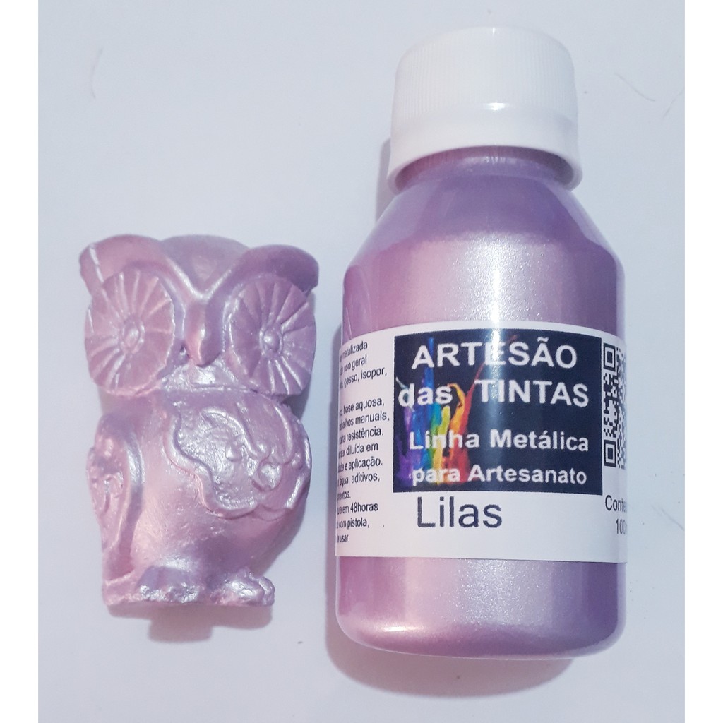 Tinta Metálica Lilás - Tinta Para Arte e Artesanato, gesso - 100Ml