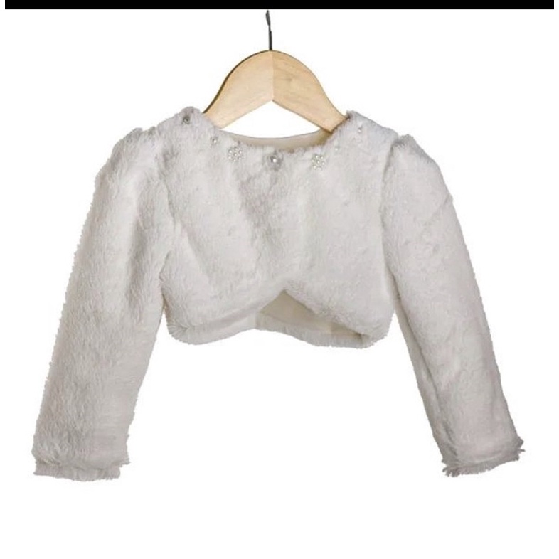 Bolero Infantil Branco apelinho Inverno Social Batizado 1 a 16 anos