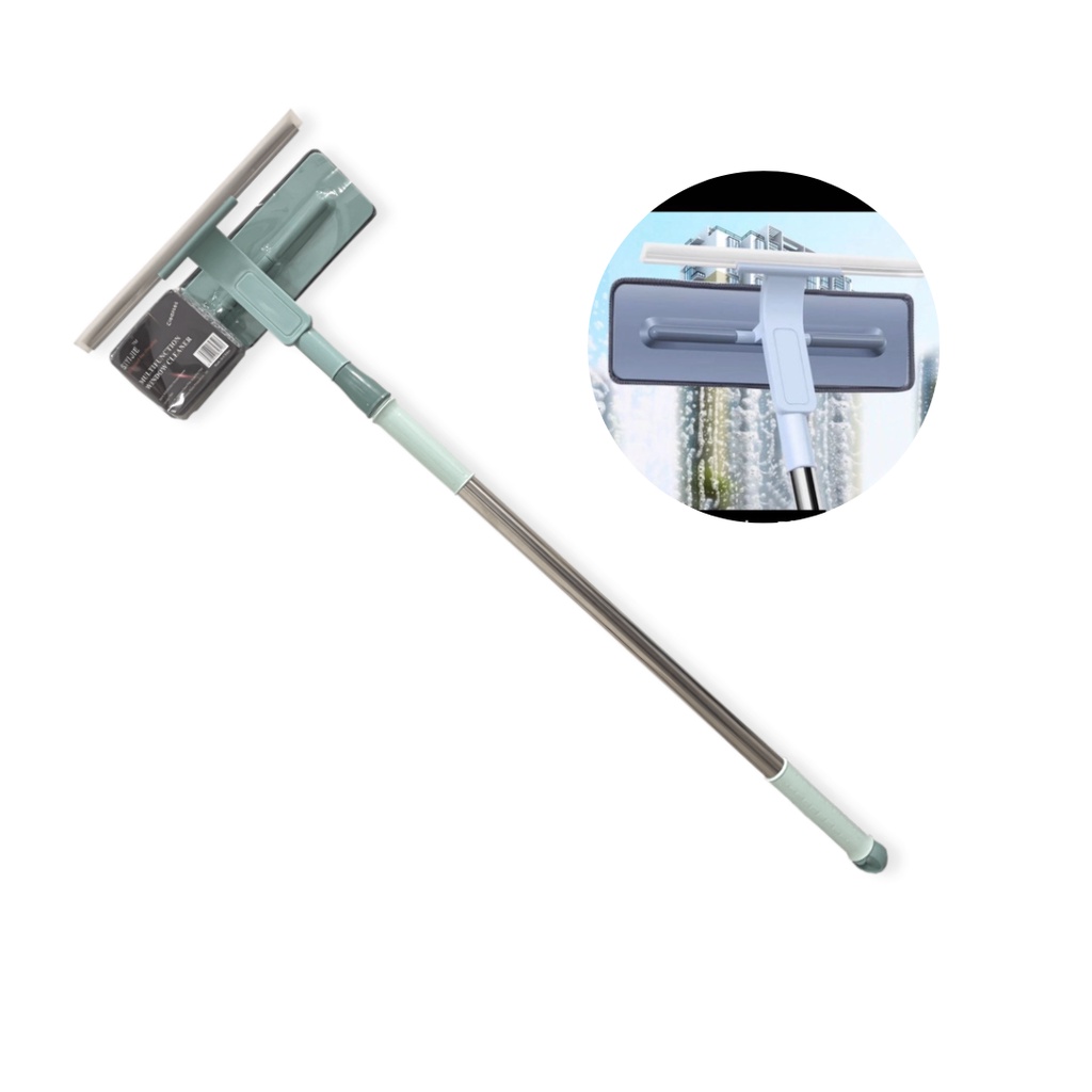 Rodo Limpa E Seca Vidros Com Cabo Extensor Refil Microfibra