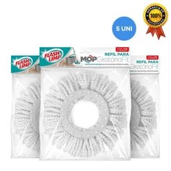Refil Microfibra Mop Giratorio 12 Litros Kit 5 Uni RMOP8210 Flash Limp