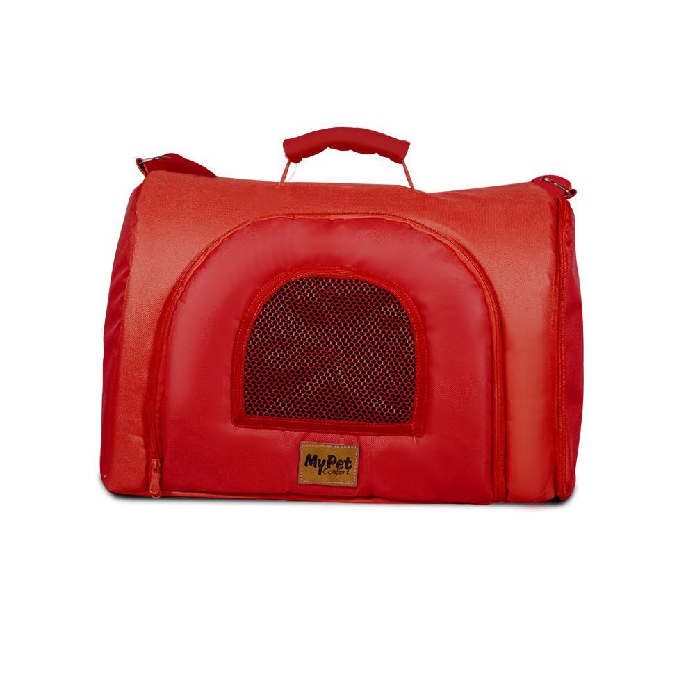 Bolsa de Transporte Pet Cães e Gatos Luxo Premium My Pet - M - Vermelha - com ziper e abertura lateral e frontal