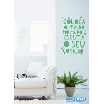 Adesivo Decorativo Frase Coloca O Mundo No Mudo