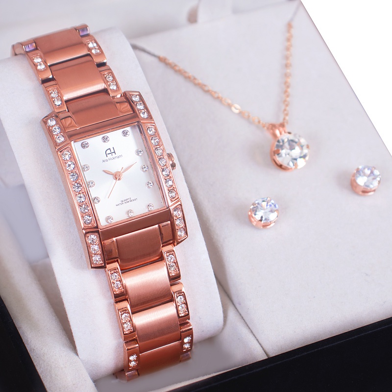 Relógio Ana Hickmann Feminino Rosê Champion Elegante Kit Colar e Brincos Moda AH28044Z em Oferta na Shopee