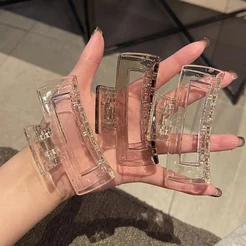 Mulheres Estilo INS Acrílico Transparente Grande Grampos De Cabelo/Meninas Simples De Banho De Maquiagem/Elegante Rabo De Cavalo Titular/Popular Garra Headwear