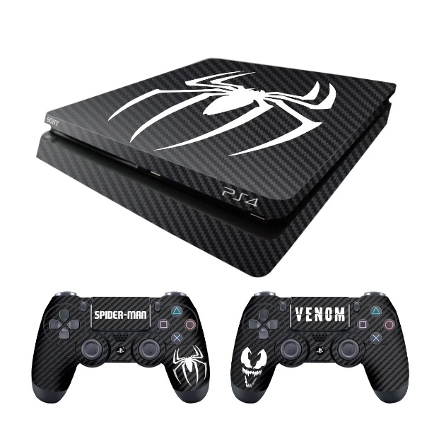 Kit Skin Carbono Ps4 Slim Homem Aranha + 2 Skin Controle
