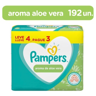 Lenços Umedecidos Pampers Aloe Vera Leve 4 Pague 3 com 192 unidades